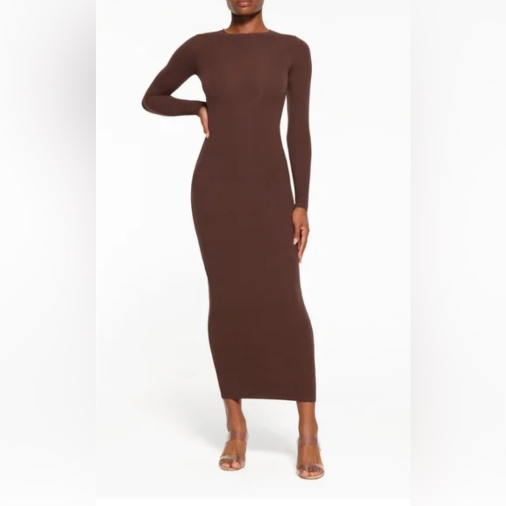SKIMS FITS EVERYBODY CREW NECK LONG SLEEVE DRESS NWT XL